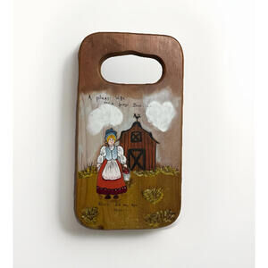 Vintage 1978 Hand Painted Folk Art Wood Plaque Farmhouse Kitchen Wall Sign RW